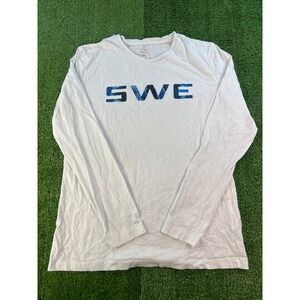 H&M Team Sweden Long Sleeve T-Shirt‎ Men's Casual Top Graphic Tee White Medium